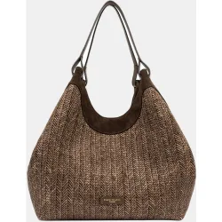 Bolso de hombro en paja con bolsito interior con cremallera
