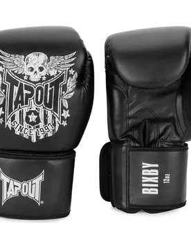 Gants De Boxe Artificiels Cuir Bixby Black / Off White 14 oz - TapouT - FashionsVida