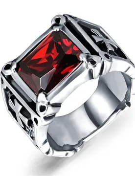 Cross Ring Retro Style Delicate Square Crystal Ruby Obsidian Ring For Women&Men Charm Noble Black Red Heartbeat Jewelry 2024 - Aliexpress - FashionsVida