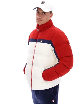 Rowan Corduroy Mix Colour Block Puffer Jacket - XS - FILA - FashionsVida