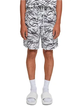 Pantaloni Corti Viscose Aop Resort White Scribble 2XL - Urban classics - FashionsVida