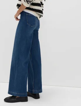High Waisted Wide Leg Ankle Grazer Jeans Medium Indigo female - M&S - FashionsVida
