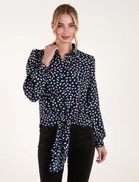 Abstract Polka Dot Oversized Shirt - S / NAVY - female - Blue Vanilla - FashionsVida