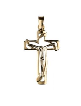 Croce uomo in Oro Giallo e Bianco GL100046