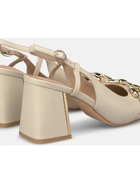 Zapatos de salón de mujer en napa destalonado con tira delantera y detalle de hebilla - Alma en Pena - FashionsVida