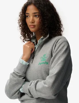 Superdry Damen Country Club Crest Sweatshirt mit Reißverschluss Grey - Größe: 38 - 74.99 - FashionsVida