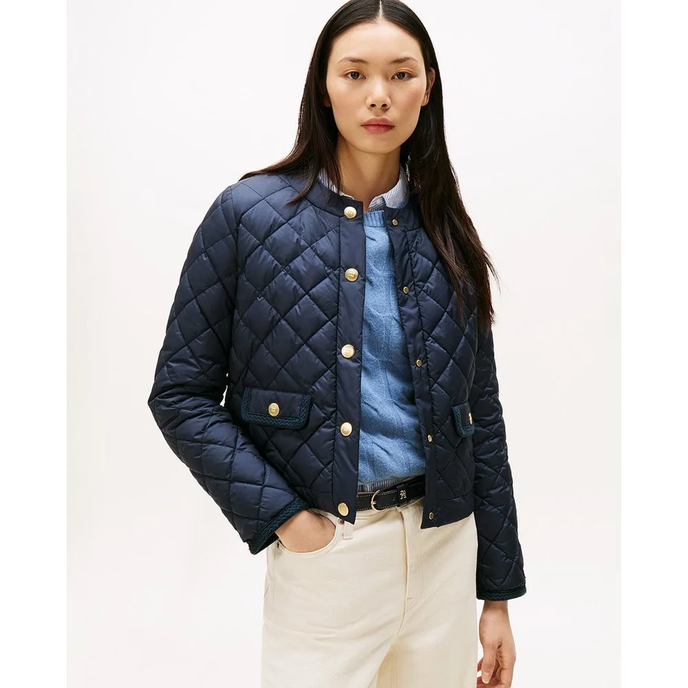 Cazadora acolchada a rombos de mujer con botones dorados - Tommy Hilfiger - FashionsVida