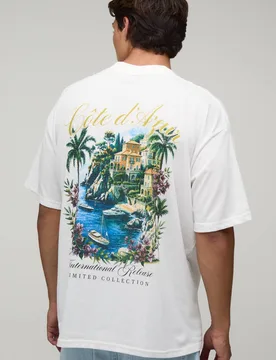 Herren Weißes Übergroßes Oberteil Mit Ortsdruck White Größe Small - boohooMAN - FashionsVida