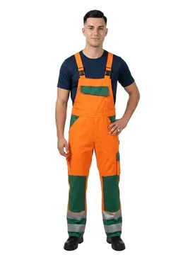 Combinaison Avec Poches Pour Genouillères Safe Compete 07169 Hi-Vis Orange / Green 66