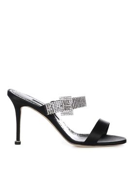 Mules Fibolta In Raso Con Cristalli