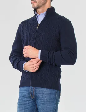 Maglia bluin misto lana e cachemire con pannello frontale a trecce e chiusura zip - Ashki.i - FashionsVida