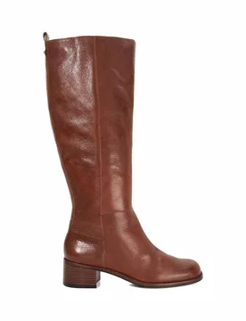 Leather Knee High Boots Tan female - Dune london - FashionsVida