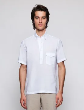 Camisa polera de hombre casual lisa manga corta - Mirto - FashionsVida