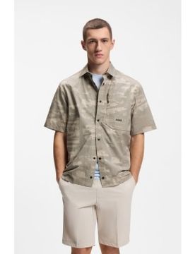 Para hombre. 50559568 Camisa Globe Print (L), Casual, Algodón, Manga corta