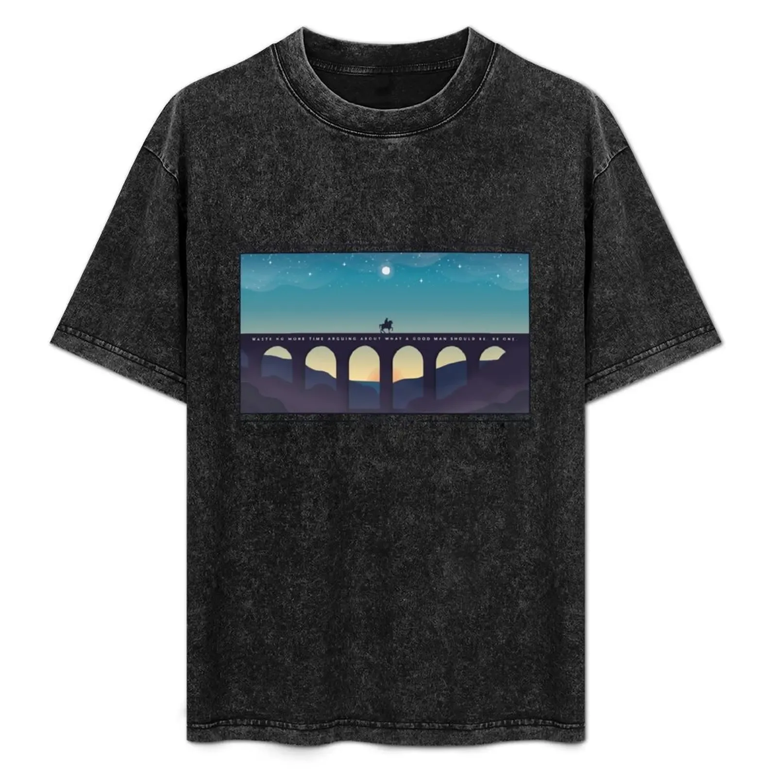 MARCUS AURELIUS - Vector Landscape Illustration - Quote T-Shirt - Aliexpress - FashionsVida