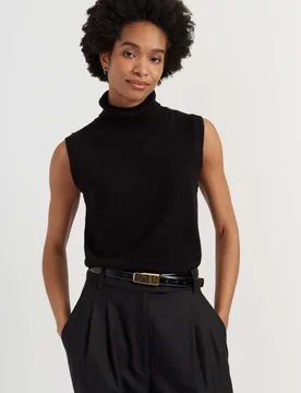 Wool Rich Knitted Vest with Cashmere Black female - Chinti & Parker - FashionsVida