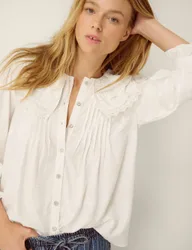 Embroidered Frill Detail Blouse White Mix female