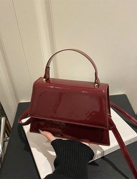 Pieza Nuevo mini bolso de mano de moda, bolso cuadrado con solapa de material de PU texturizado de unicolor, bolso de hombro elegante y versátil de e