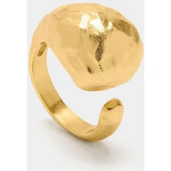 Anillo bañado en oro de 18 k abierto texturizado en liso