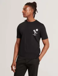 Pure Cotton Floral Graphic T-Shirt Black male