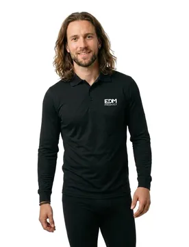Polo à Manches Longues Black 2XL