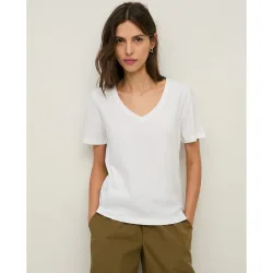 Camiseta de mujer de manga corta y cuello pico