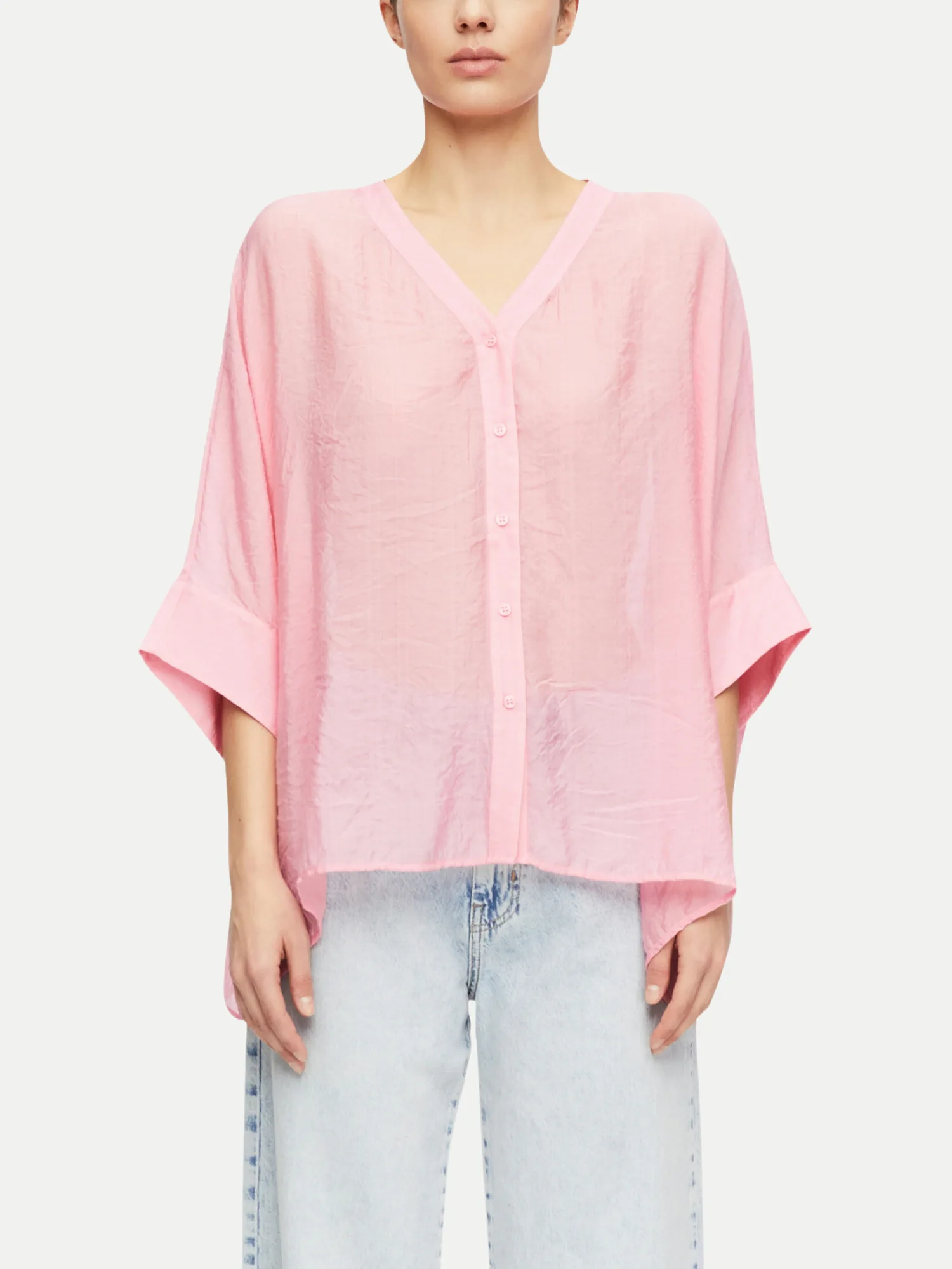 Comma Oversized Chiffonbluse Rosa L - Comma - FashionsVida