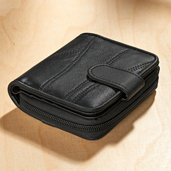 Patchwork-Ledergeldbörse schwarz - 3Pagen - FashionsVida