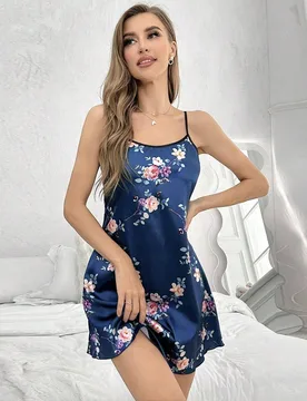 Camisón de satén con estampado floral para mujer - Shein - FashionsVida