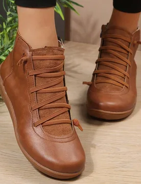 Botines elásticos casuales de estilo occidental de otoño/invierno para mujer, tacón plano - Shein - FashionsVida