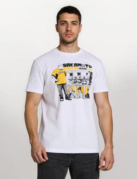 T-shirt in cotone con stampa Sakamoto Days - bianco