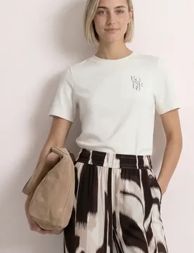 T-Shirt mit Rundhals und Chestprint female Weiß - Street One - FashionsVida