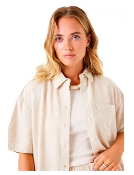 Chemise à Manches Courtes E50236 Beige Stone XS
