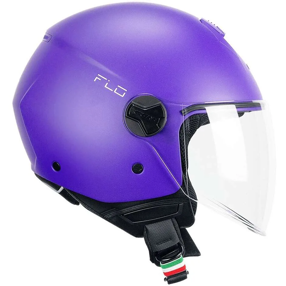 Casco Moto Jet 167A FLO MONO Viola opaco lunga taglia L - Cgm - FashionsVida