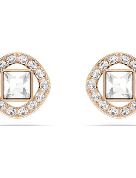 Orecchini a lobo Una Angelic, Taglio squadrato, Bianchi, Finitura oro rosa 18K OS - Swarovski - FashionsVida