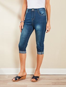 Pagen Capri-Jeans dunkelblau uni