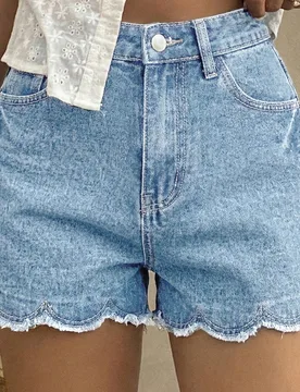 Shorts vaqueros desgastados de verano informales con bolsillos en diagonal para niñas preadolescentes - Shein - FashionsVida
