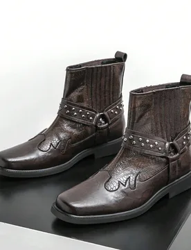 Botas Chelsea para hombre, botas de motocicleta para exteriores, botas de motocicleta para hombre, botas de tobillo, botas de combate, zapatos de cañ - Shein - FashionsVida