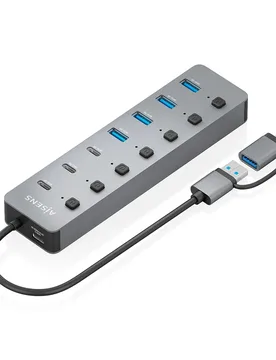 Asuc-8p043-gr Hub Usb-c Grey One Size unisex - Aisens - FashionsVida