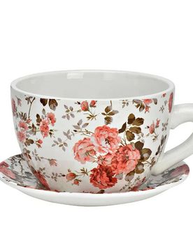 Blumentopf Pflanztasse "Blumen" aus Keramik klein