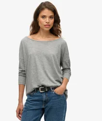 Superdry Damen Langärmeliges Oberteil aus Jersey Grau - Größe: 38
