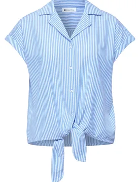 Striped Buttoned blouse w bowl female - 34 - FashionsVida
