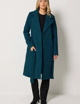 Women's Tall Belted Midi Coat in Teal Size: 22-24 - Teal - Size: 22-24 - Long tall sally - FashionsVida