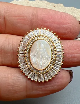 Luxury Religious Oval Medal Virgin Mary Pendants Women Shiny Crystal Zircon Sea Shell Charms For Jewelry Making Necklace - Aliexpress - FashionsVida