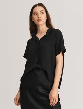 Chemisier soie Chemise Manches Courtes Avec Un Design Large