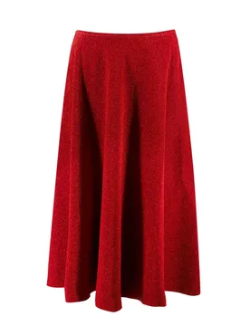 Red Glitter Flared Midi Skirt - Golden Goose - FashionsVida