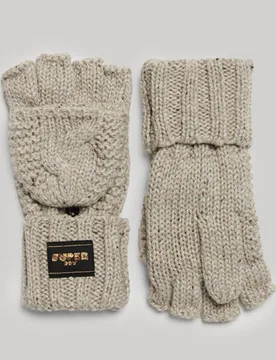 Superdry Damen Strickhandschuhe mit Zopfmuster Beige - Größe: One Größe - 29.99 - FashionsVida