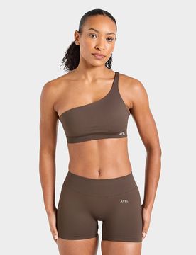 Enhance Seamless One Shoulder Sports Bra - Damen, Braun - female - Size: XL