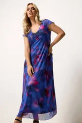 Floral Mesh Maxi Dress - Multicolor - Size: 22-24
