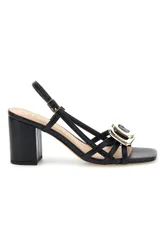 Sandalo nero con tacco e sottopiede in pelle Ferre F884 40